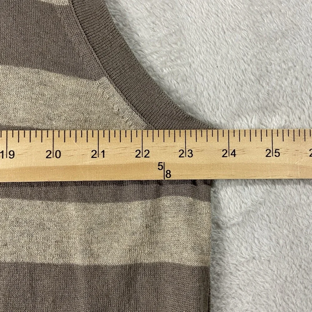 Y2K Banana Republic Silk Blend Striped V-neck Sweater Vest Brown Men's XL Preppy